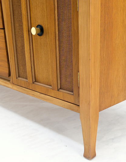 American Walnut Dresser Credenza 4 Drawers Two Door Compartment Brass Pulls MINT