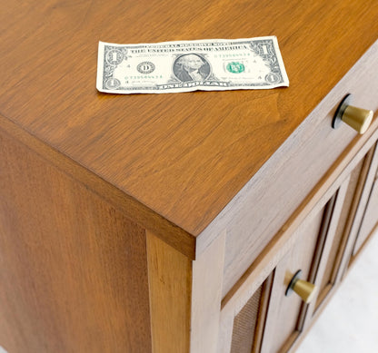 American Walnut Dresser Credenza 4 Drawers Two Door Compartment Brass Pulls MINT