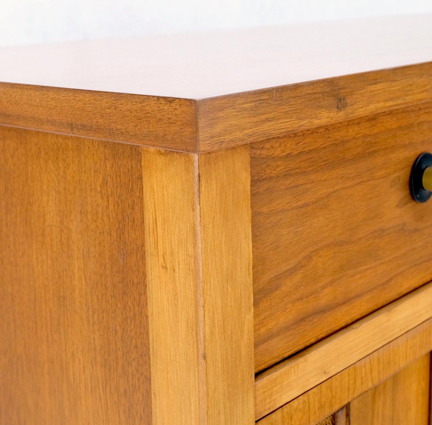 American Walnut Dresser Credenza 4 Drawers Two Door Compartment Brass Pulls MINT