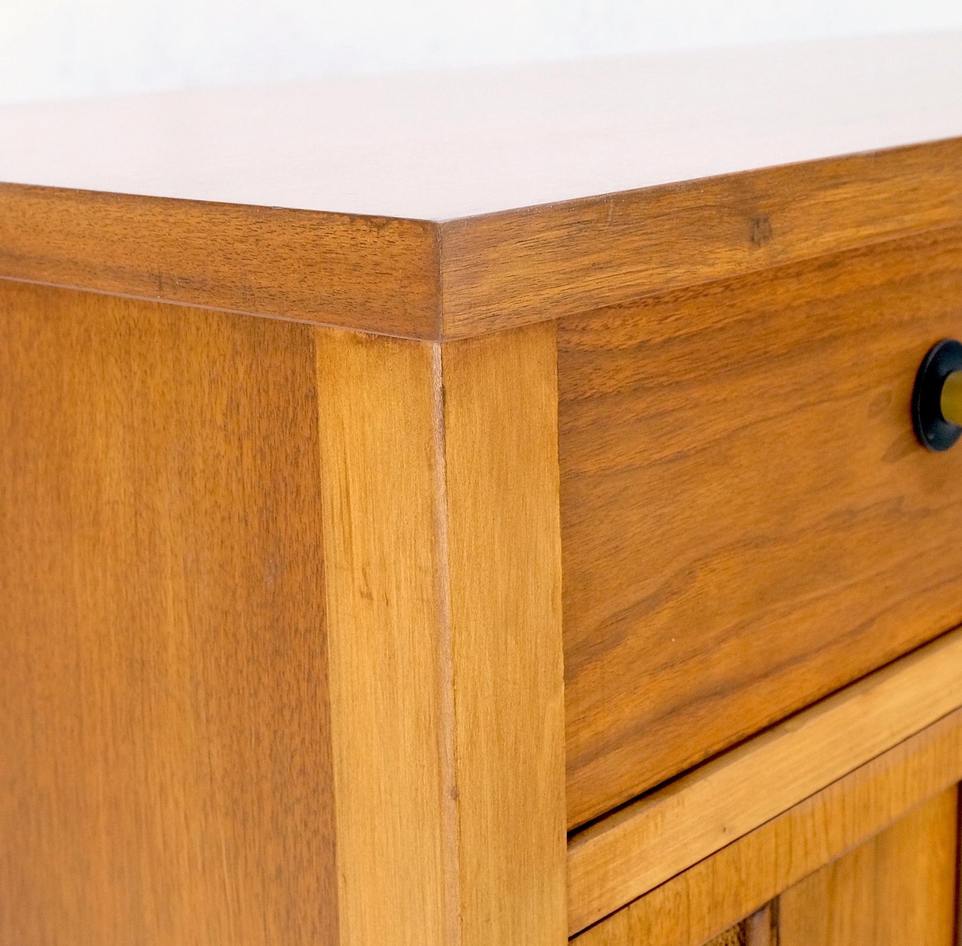 EstablishedLines American Walnut Dresser Credenza 4 Drawers Two Door Compartment Brass Pulls MINT
