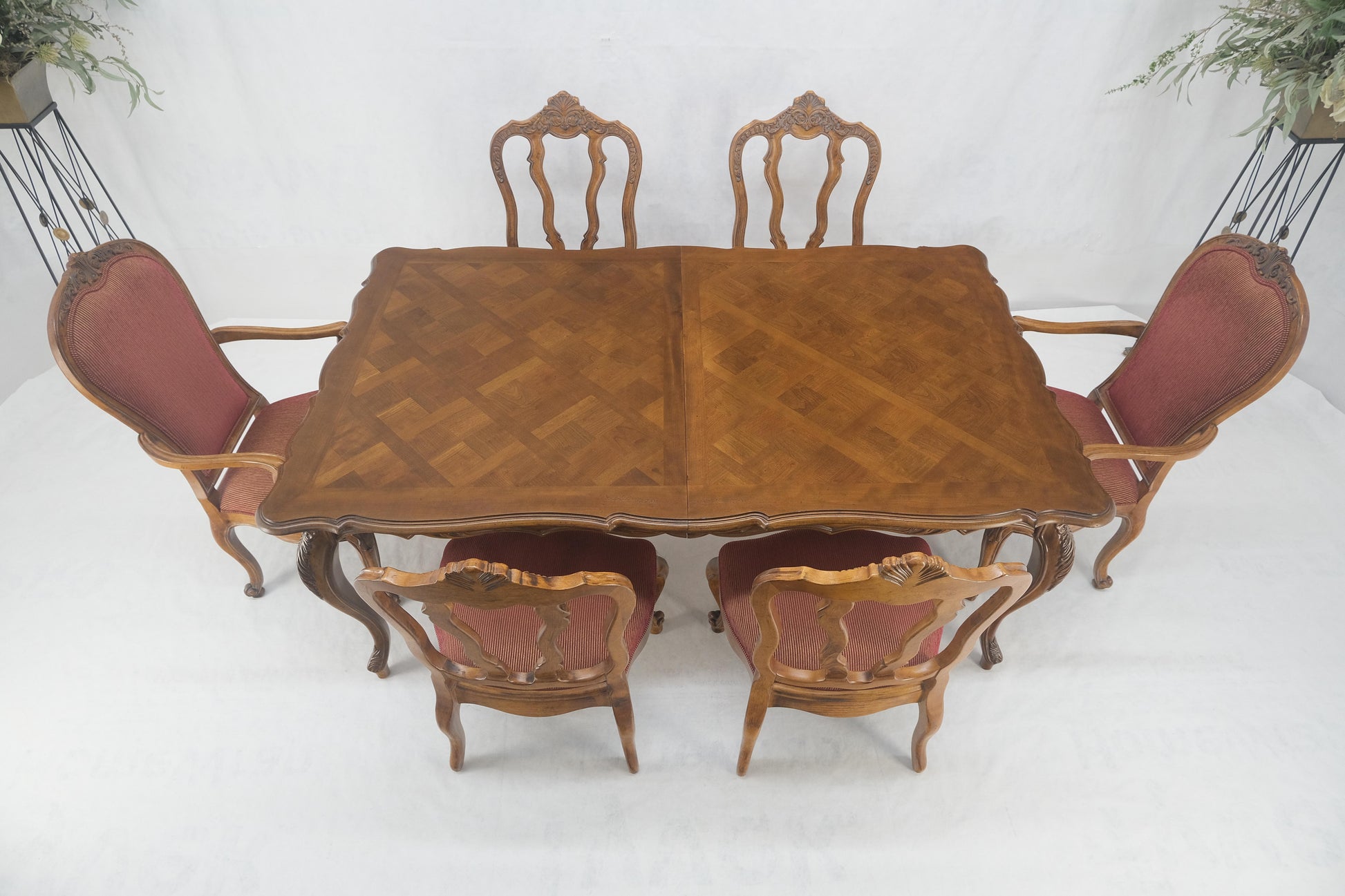 EstablishedLines Country French Parquetry Top Table 6 Dining Chairs 2X22" Extension Board Leafs