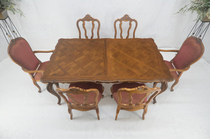 EstablishedLines Country French Parquetry Top Table 6 Dining Chairs 2X22" Extension Board Leafs