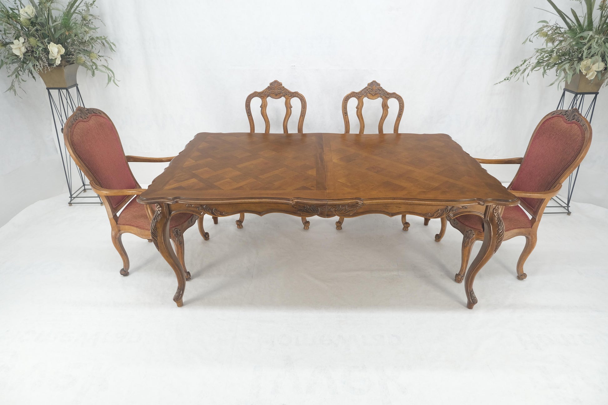 EstablishedLines Country French Parquetry Top Table 6 Dining Chairs 2X22" Extension Board Leafs