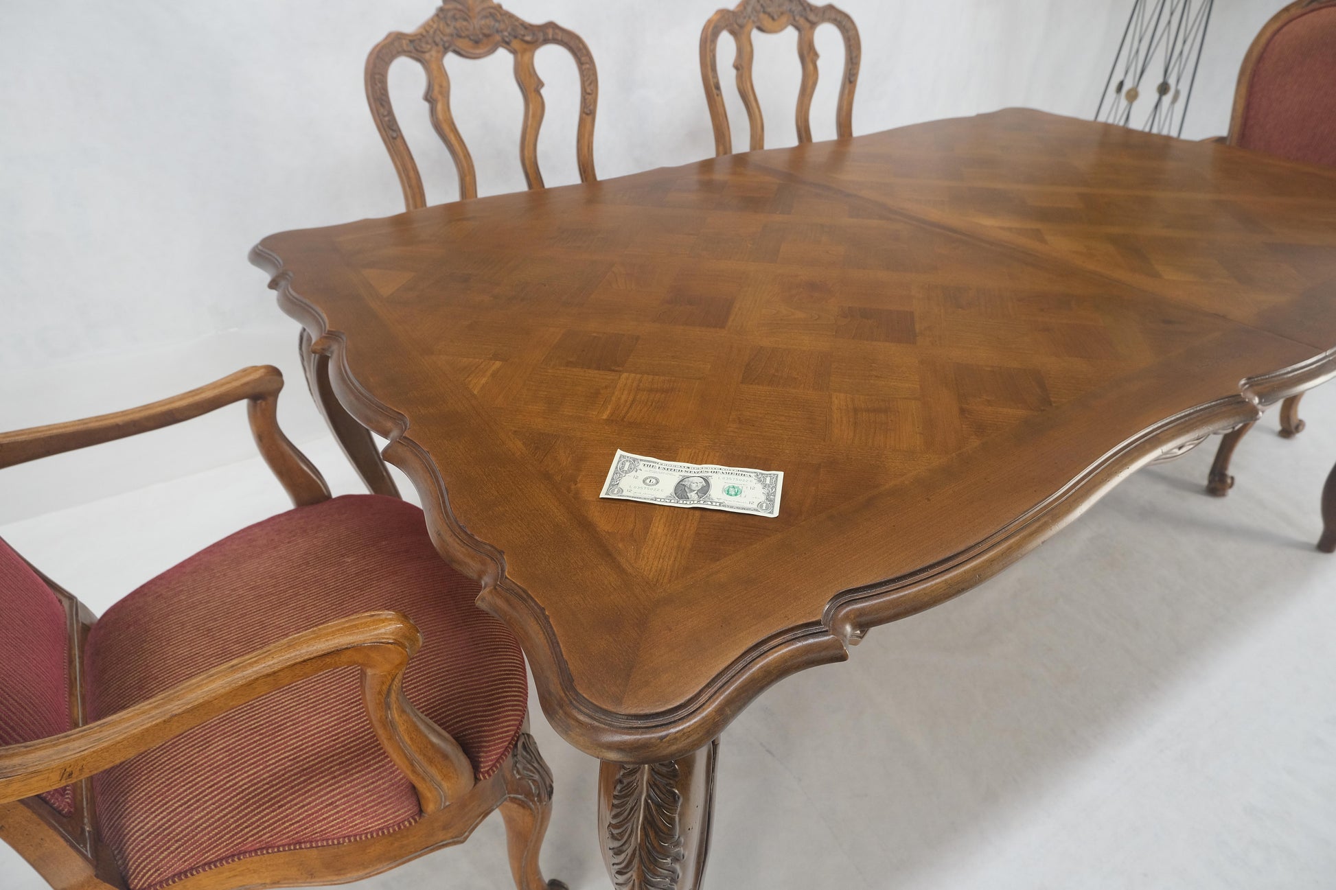 EstablishedLines Country French Parquetry Top Table 6 Dining Chairs 2X22" Extension Board Leafs