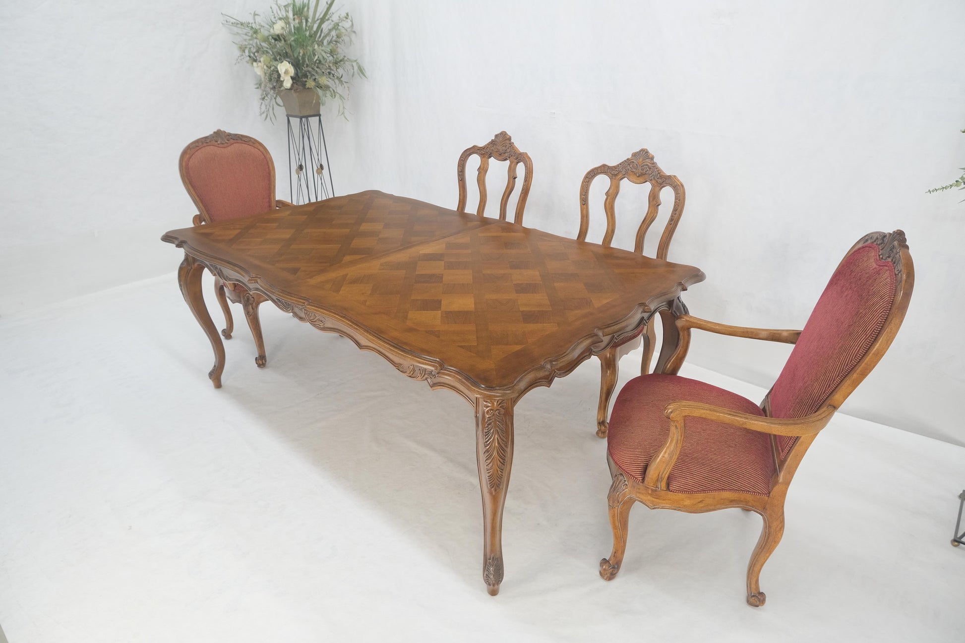 EstablishedLines Country French Parquetry Top Table 6 Dining Chairs 2X22" Extension Board Leafs