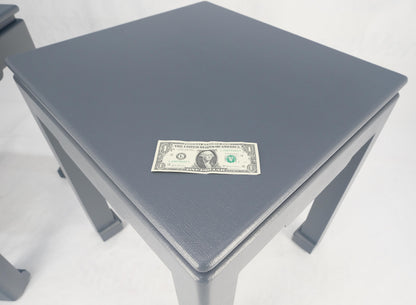 EstablishedLines Pair 28"H Lacquered Linen Cloth Light Grey Square End Side Occasional Tables