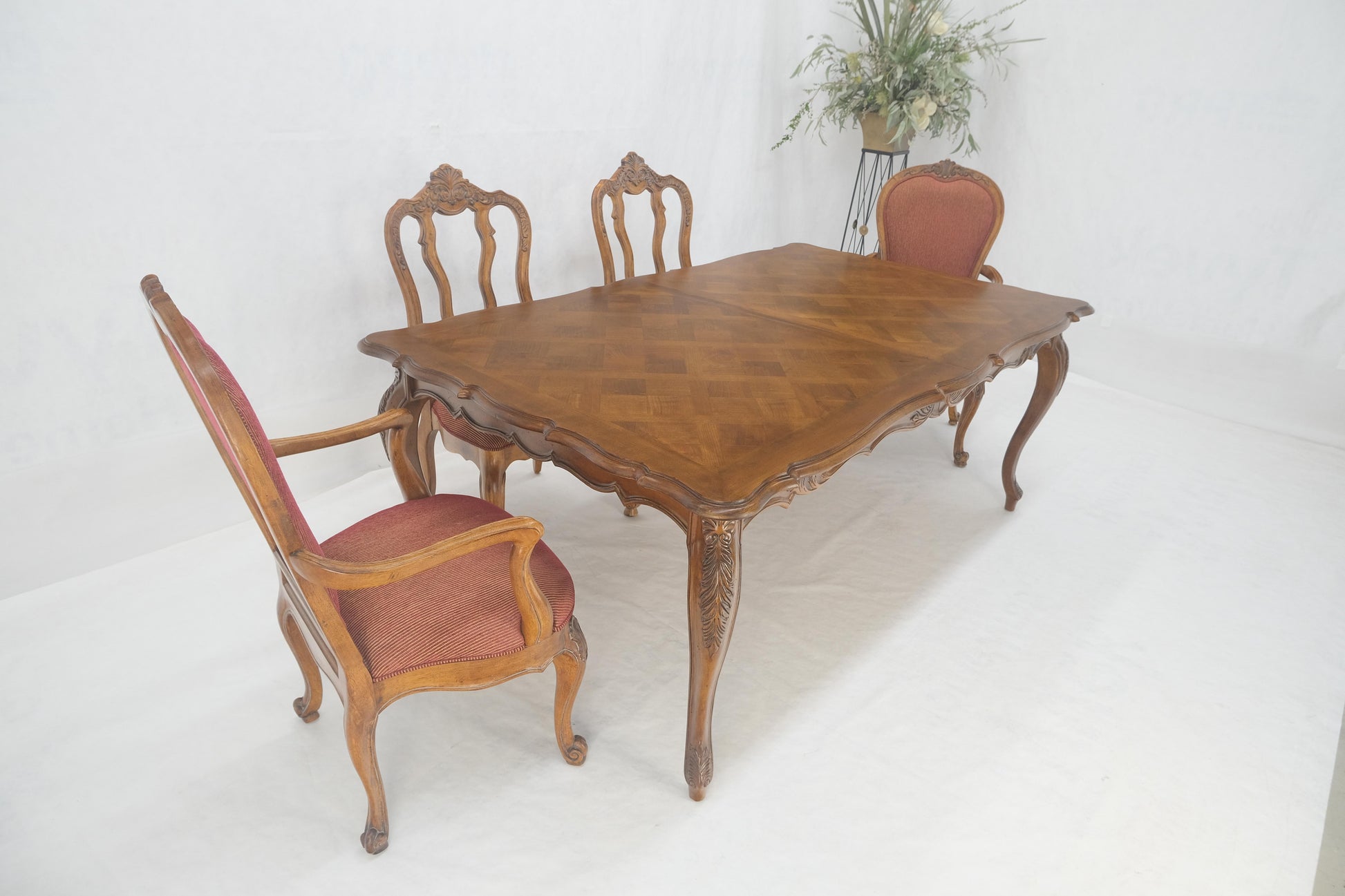 EstablishedLines Country French Parquetry Top Table 6 Dining Chairs 2X22" Extension Board Leafs