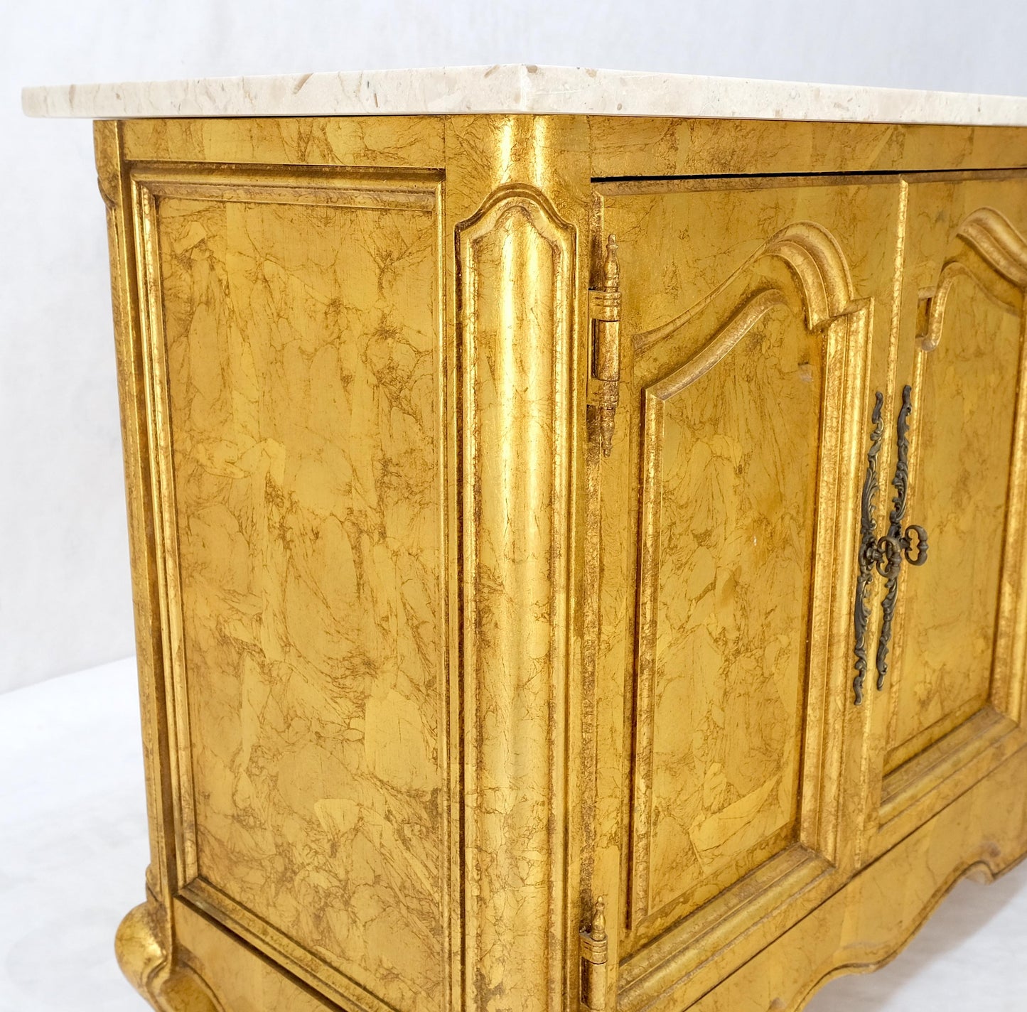 EstablishedLines Gold Gilt Finished Back Marble Top Double Door Server Credenza Dresser MINT!