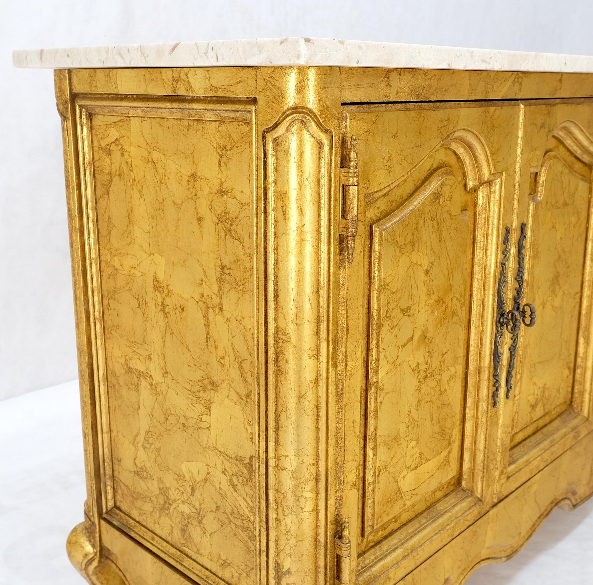 EstablishedLines Gold Gilt Finished Back Marble Top Double Door Server Credenza Dresser MINT!