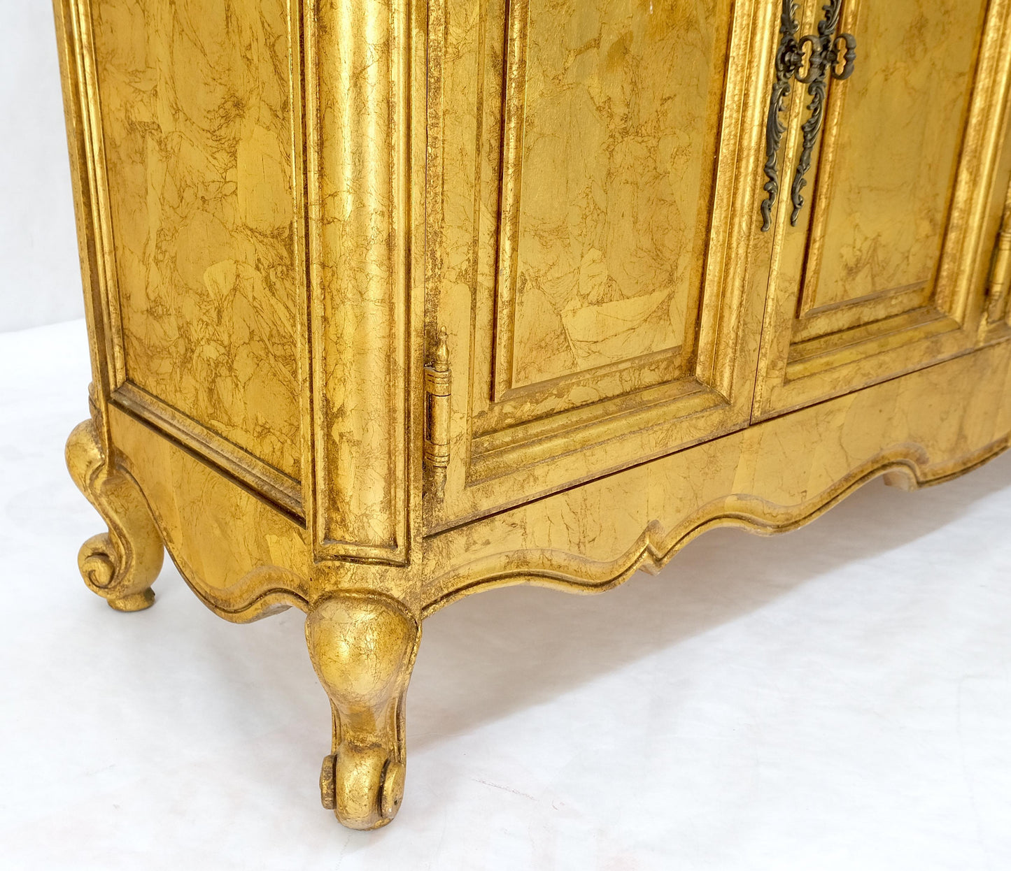 EstablishedLines Gold Gilt Finished Back Marble Top Double Door Server Credenza Dresser MINT!