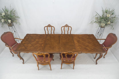 EstablishedLines Country French Parquetry Top Table 6 Dining Chairs 2X22" Extension Board Leafs