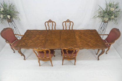 EstablishedLines Country French Parquetry Top Table 6 Dining Chairs 2X22" Extension Board Leafs