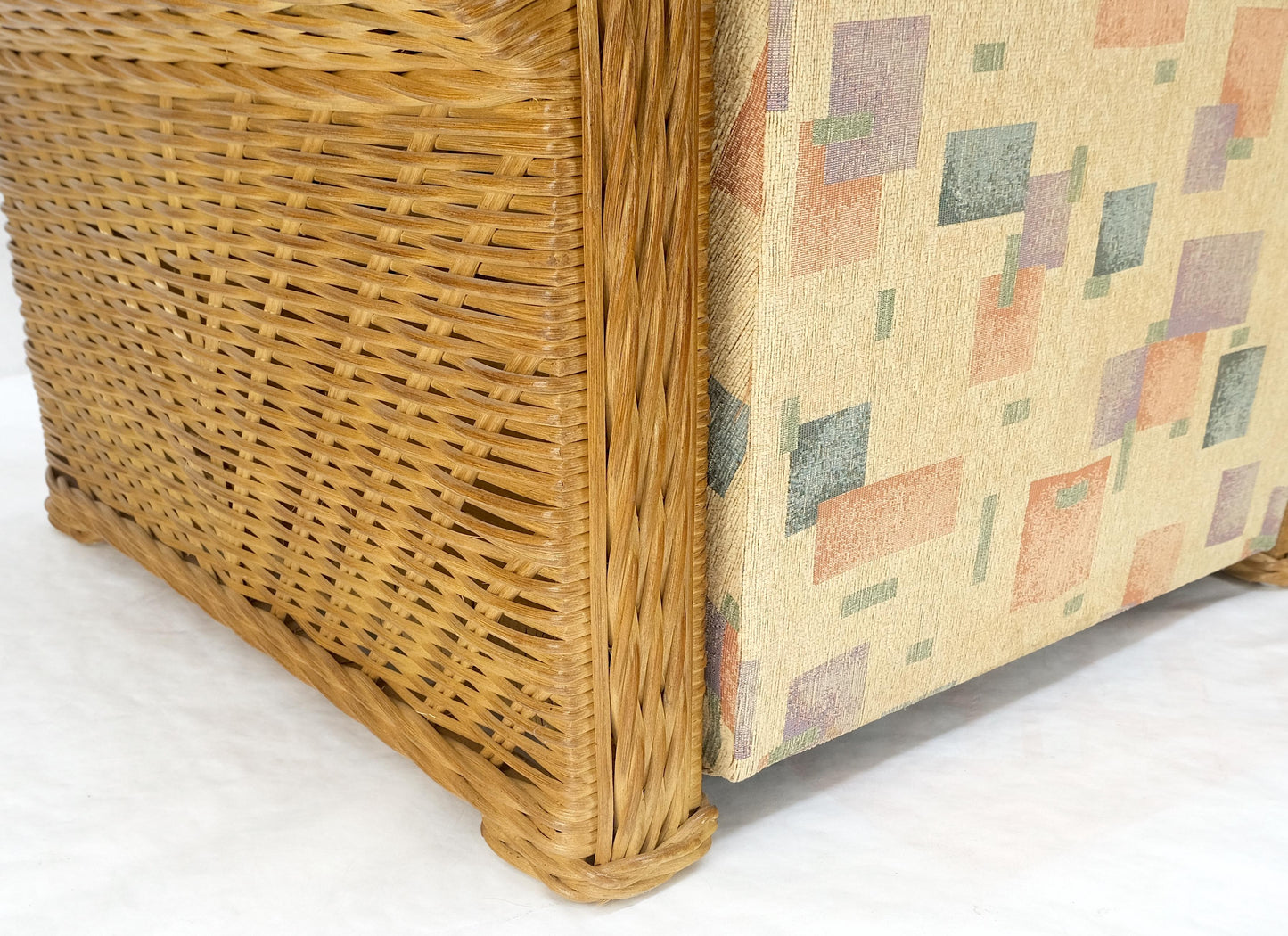 EstablishedLines Pair Decorative c1970s Oversize Rttan Bamboo Wicker Club Lounge Chairs Mint!