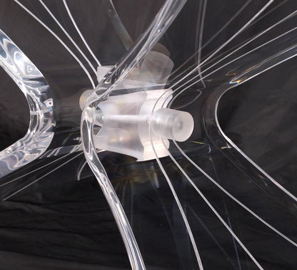 EstablishedLines Lucite Bow Tie Butterfly Wing Shape Base Oval Glass Top Mid Century Coffee Table