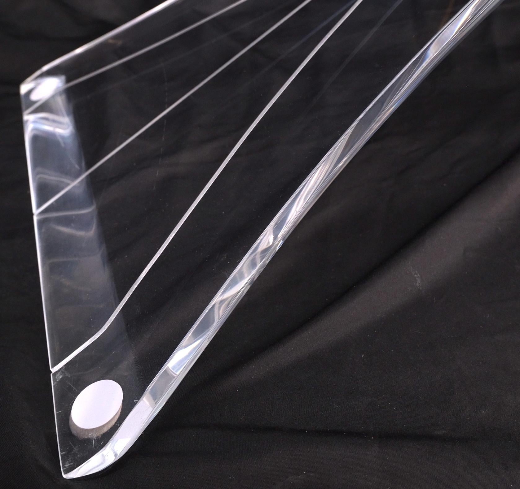 EstablishedLines Lucite Bow Tie Butterfly Wing Shape Base Oval Glass Top Mid Century Coffee Table
