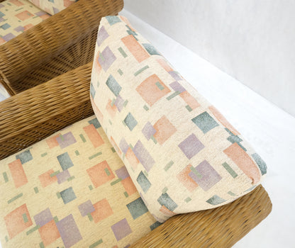 EstablishedLines Pair Decorative c1970s Oversize Rttan Bamboo Wicker Club Lounge Chairs Mint!