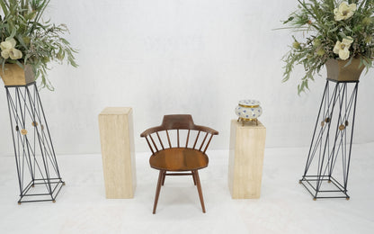 EstablishedLines Pair of 10" Square Italian Mid Century Modern Travertine Pedestals Stands MINT!