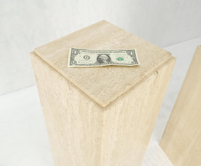 EstablishedLines Pair of 10" Square Italian Mid Century Modern Travertine Pedestals Stands MINT!