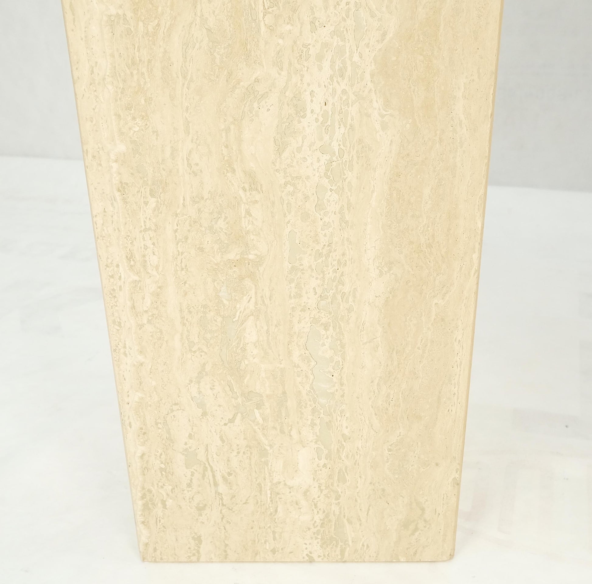 EstablishedLines Pair of 10" Square Italian Mid Century Modern Travertine Pedestals Stands MINT!