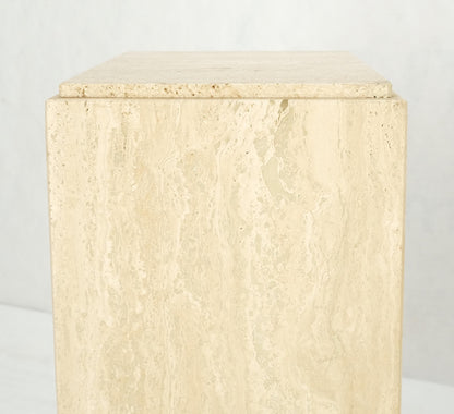 EstablishedLines Pair of 10" Square Italian Mid Century Modern Travertine Pedestals Stands MINT!