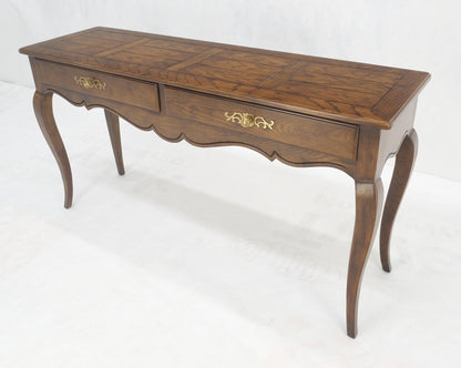 EstablishedLines Henredon Country French Solid Oak 2 Drawer Cabriole Legs Console Sofa Table