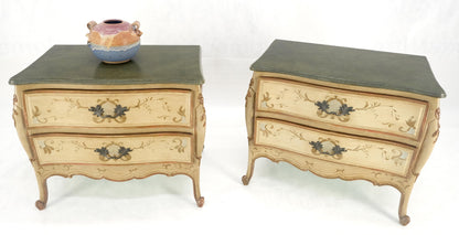 EstablishedLines Bombay Paint Decorated Faux Marble Top Two Drawers Night Stands End Tables MINT!
