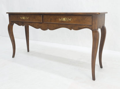 EstablishedLines Henredon Country French Solid Oak 2 Drawer Cabriole Legs Console Sofa Table