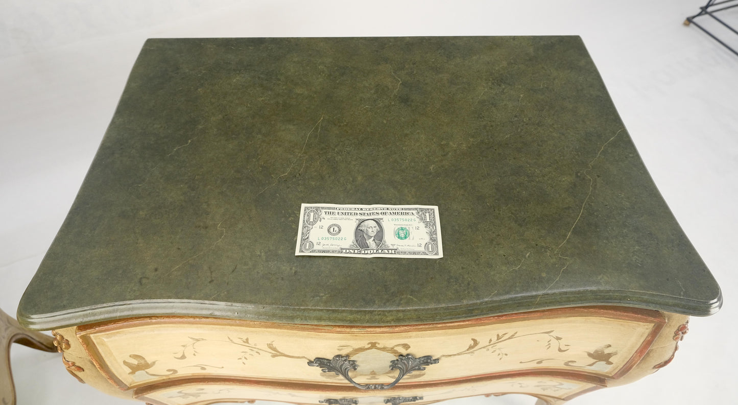 EstablishedLines Bombay Paint Decorated Faux Marble Top Two Drawers Night Stands End Tables MINT!