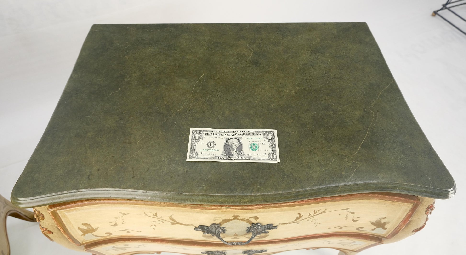 EstablishedLines Bombay Paint Decorated Faux Marble Top Two Drawers Night Stands End Tables MINT!