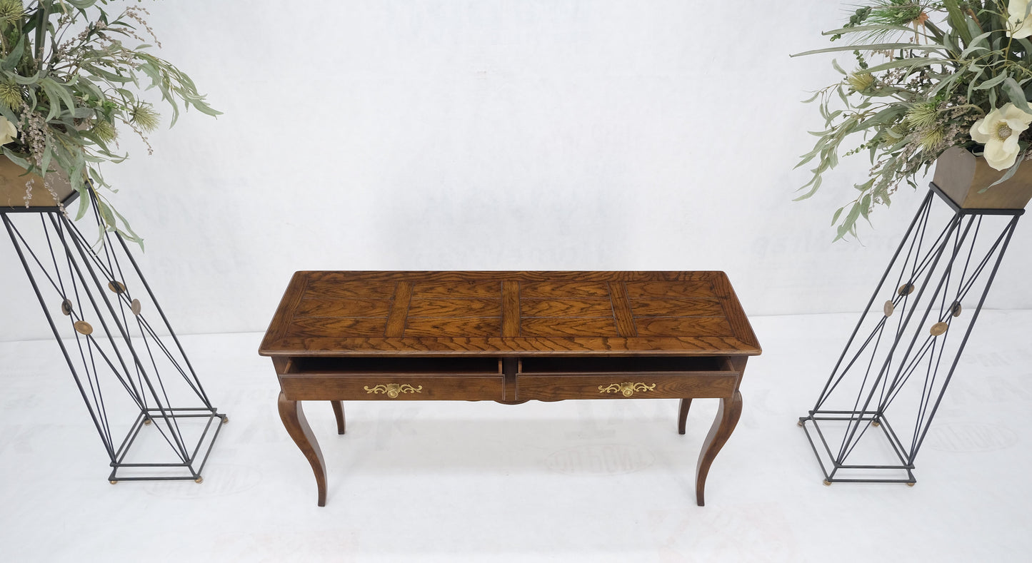 EstablishedLines Henredon Country French Solid Oak 2 Drawer Cabriole Legs Console Sofa Table