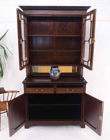EstablishedLines Antique Mahogany Carved Rope Edge Two Part Cupboard Cabinet Server Vitrine MINT