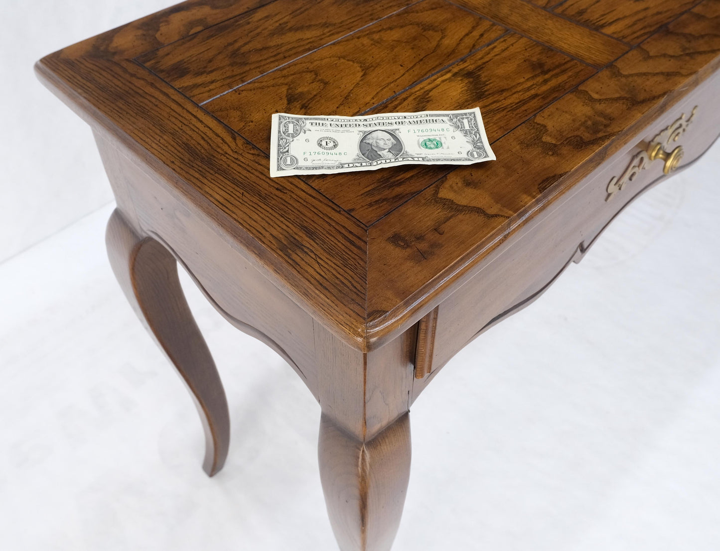EstablishedLines Henredon Country French Solid Oak 2 Drawer Cabriole Legs Console Sofa Table