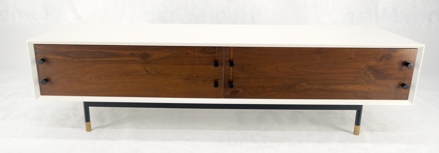 EstablishedLines Low Profile White Lacquer Oiled Walnut Drawers TV Stand Credenza Console MINT!