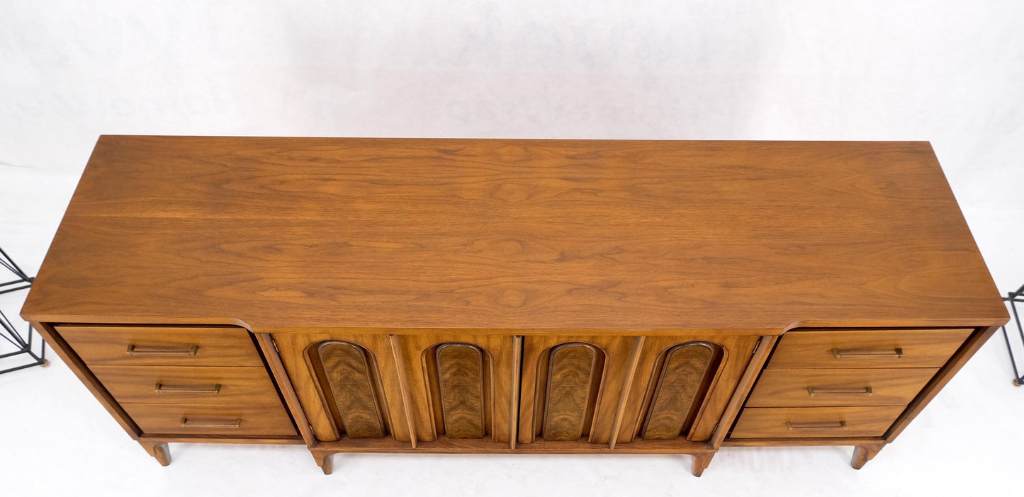 American Walnut Mid-Century Modern Double Doors 9 Drawers Dresser Credenza MINT!