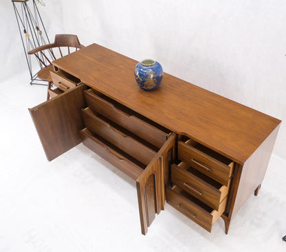 American Walnut Mid-Century Modern Double Doors 9 Drawers Dresser Credenza MINT!