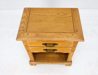 Solid Chestnut 2 Drawers Pegged Joint Honey Amber Finish Night Stands Table MINT