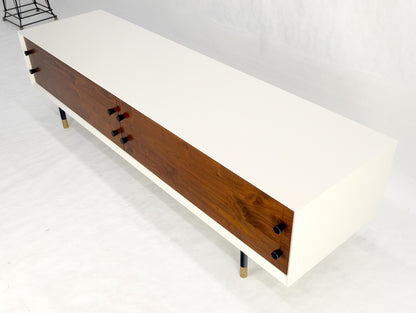 EstablishedLines Low Profile White Lacquer Oiled Walnut Drawers TV Stand Credenza Console MINT!