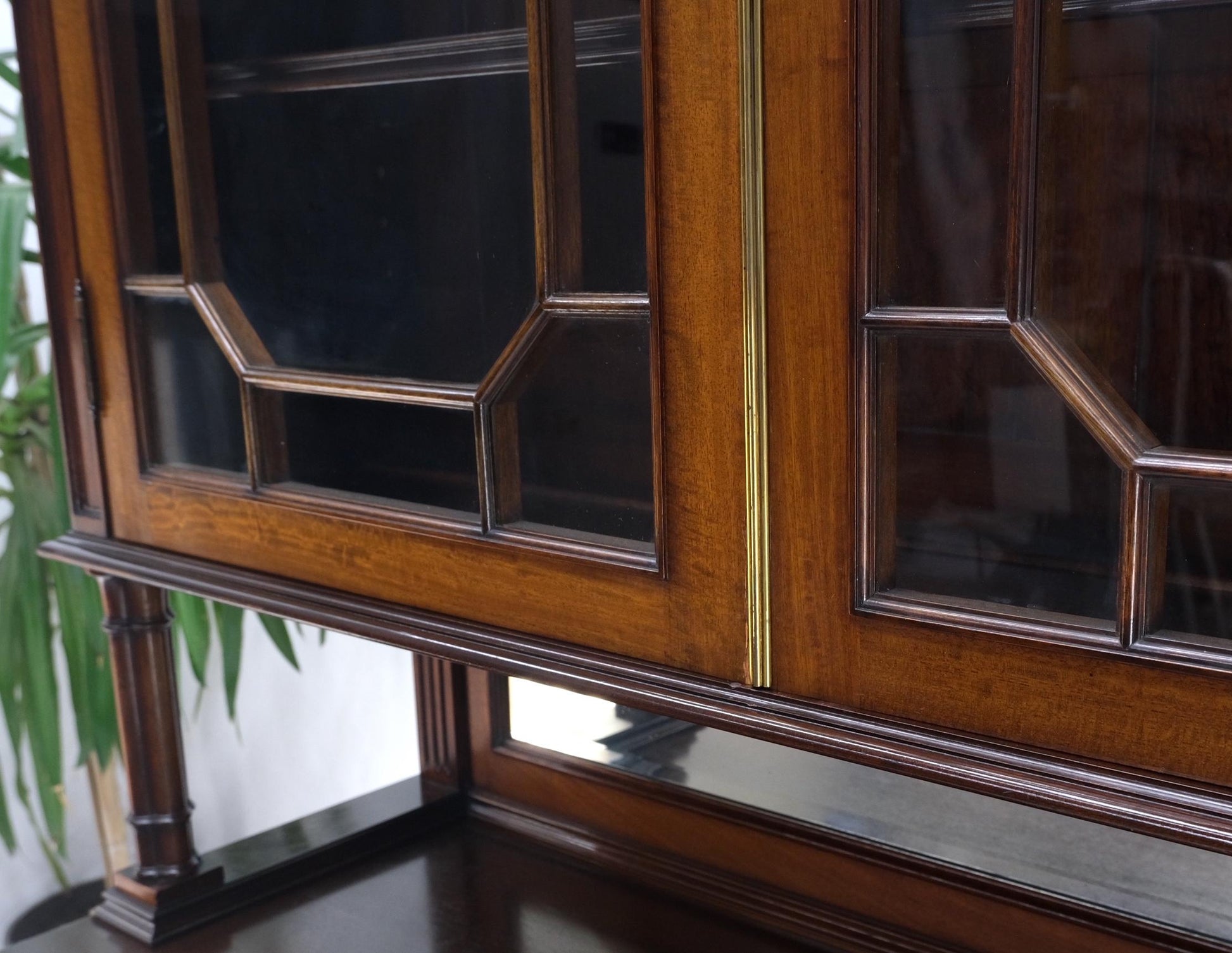 EstablishedLines Antique Mahogany Carved Rope Edge Two Part Cupboard Cabinet Server Vitrine MINT
