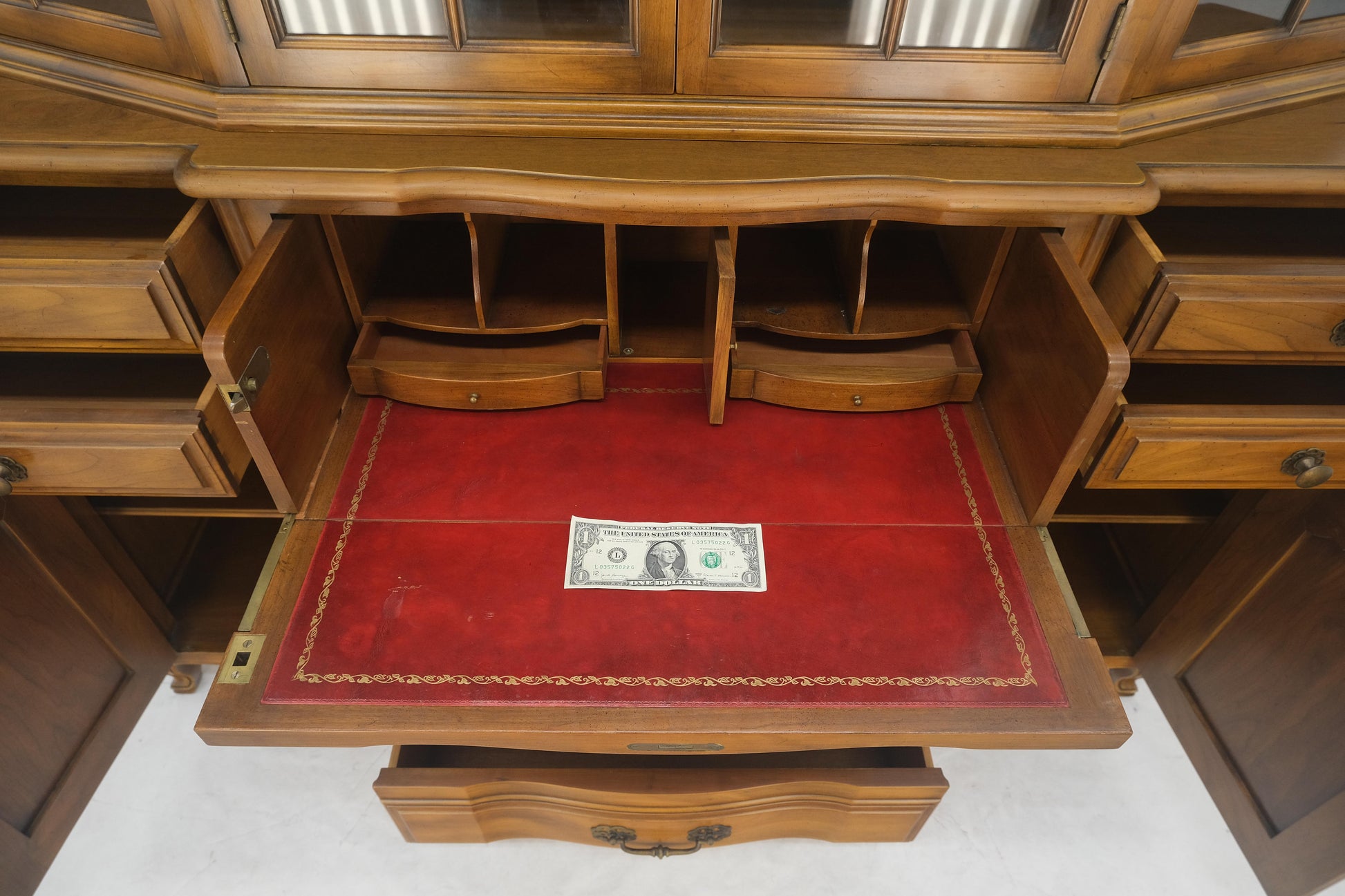 EstablishedLines Widdicomb Solid Cherry Butlers Drop Front Leather Top Desk Breakfront MINT