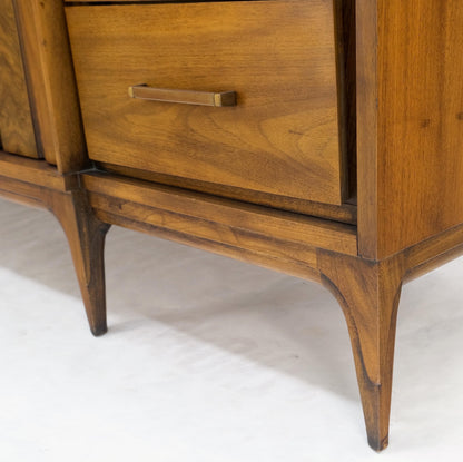 American Walnut Mid-Century Modern Double Doors 9 Drawers Dresser Credenza MINT!