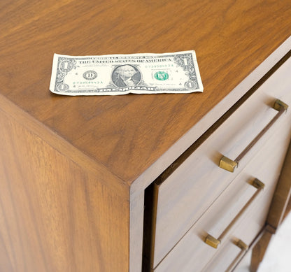 American Walnut Mid-Century Modern Double Doors 9 Drawers Dresser Credenza MINT!