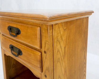 Solid Chestnut 2 Drawers Pegged Joint Honey Amber Finish Night Stands Table MINT