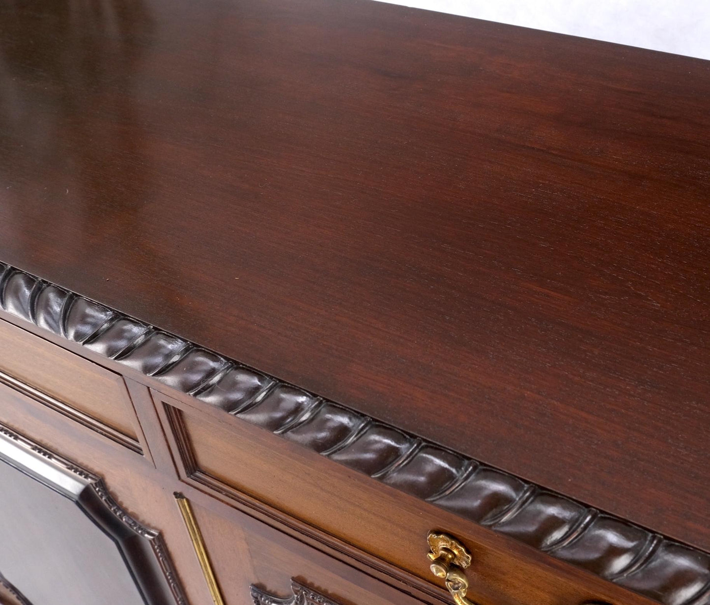 EstablishedLines Antique Mahogany Carved Rope Edge Two Part Cupboard Cabinet Server Vitrine MINT