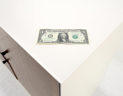 EstablishedLines White Lacquer Walnut 39" Tall Double Doors 3 Drawer Compartment Credenza Dresser