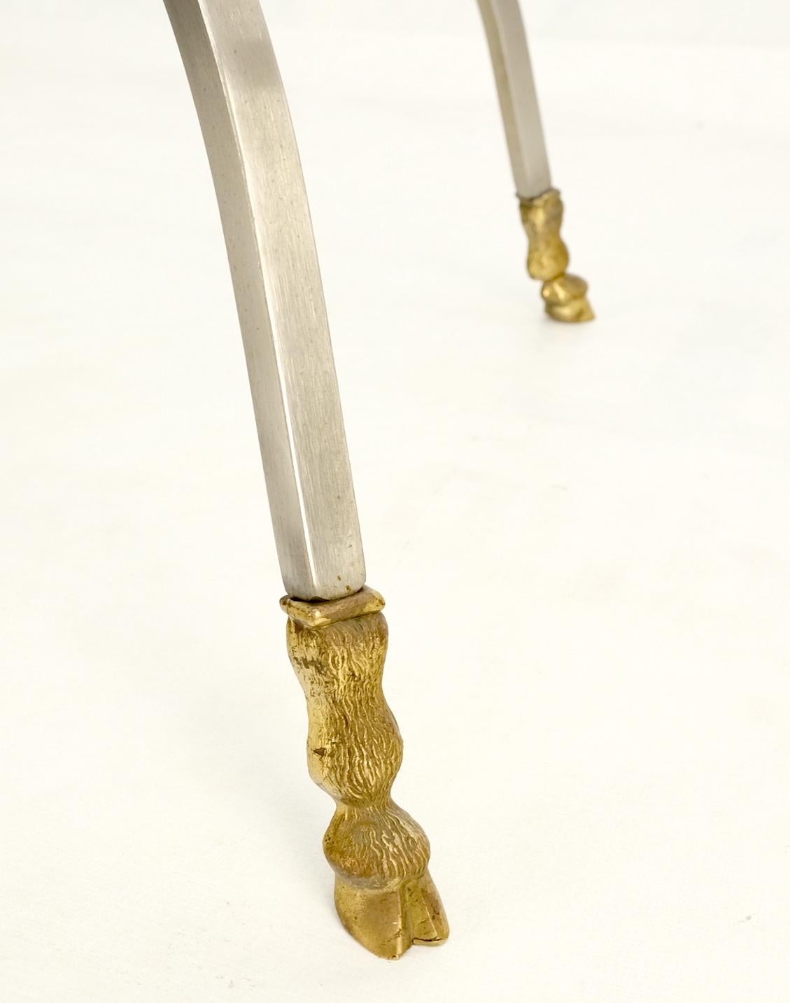 EstablishedLines Chrome Brass Ram Heads Hoof Feet Square Side End Stand Table Made in Italy Mint!