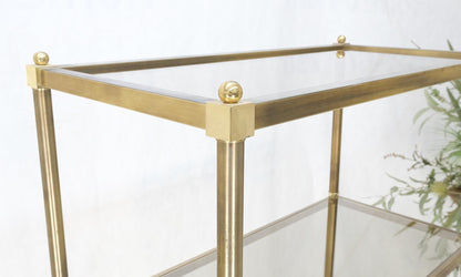 EstablishedLines Pair Decorative Brass Smoked Glass 4 Tier Shelves Vitrines Etageres Displays
