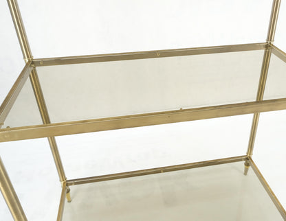 EstablishedLines Pair Decorative Brass Smoked Glass 4 Tier Shelves Vitrines Etageres Displays