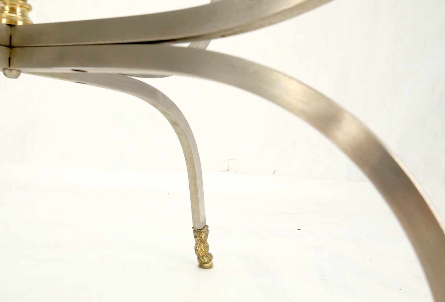 EstablishedLines Chrome Brass Ram Heads Hoof Feet Square Side End Stand Table Made in Italy Mint!