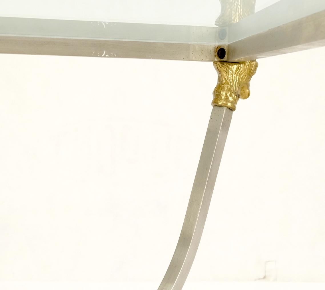 EstablishedLines Chrome Brass Ram Heads Hoof Feet Square Side End Stand Table Made in Italy Mint!