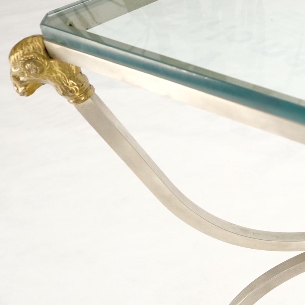 EstablishedLines Chrome Brass Ram Heads Hoof Feet Square Side End Stand Table Made in Italy Mint!